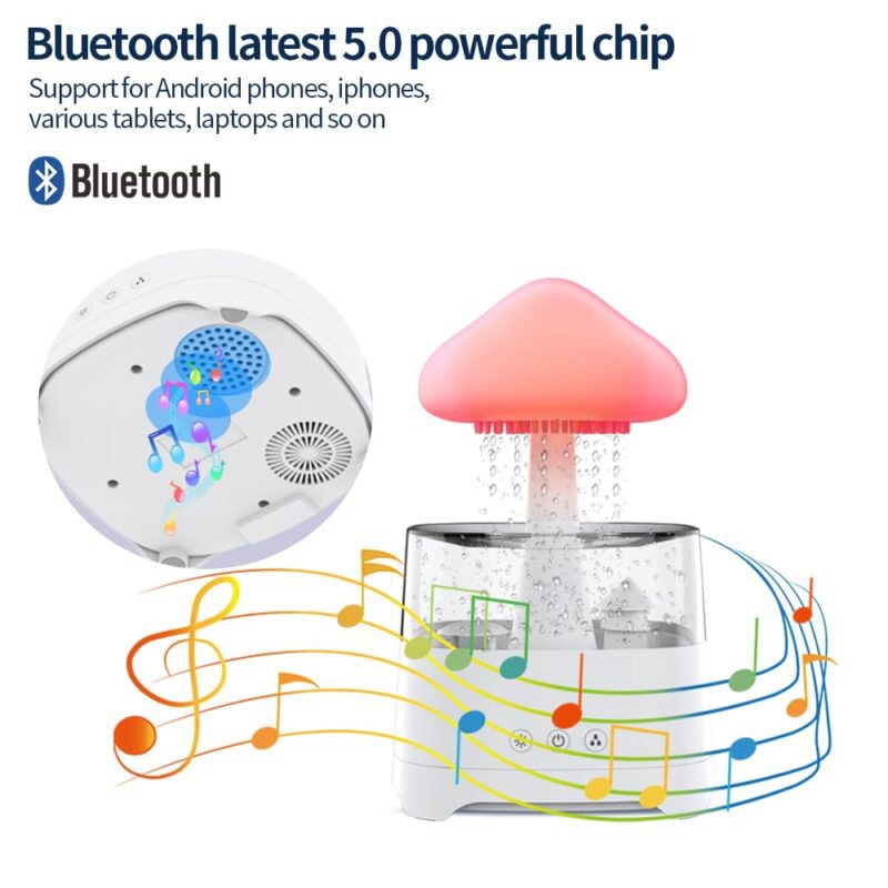 🤍💖 5 IN 1 Bluetooth Speaker Rain Cloud Humidifier, switchable 7 colors, 450ml capacity super quiet, intelligent anti-dry function 🤍💖