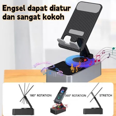 🤍💖 KISONLI M-1 Wireless Folding Bracket RGB Bluetooth Speaker With 360 Degree Phone Holder Stand 🤍💖