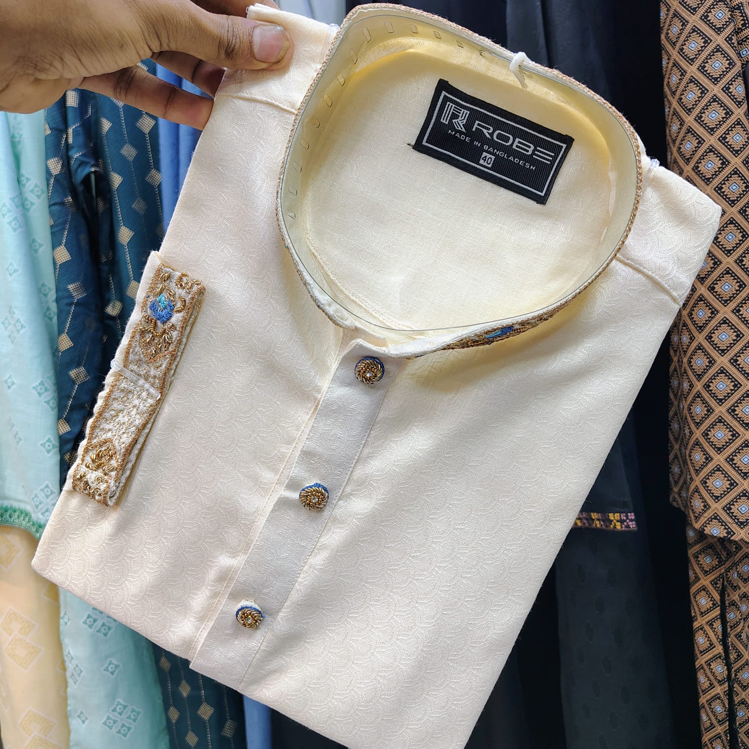 🤍💖Indian Cotton Gorgeous Karchupi Panjabi 🤍💖