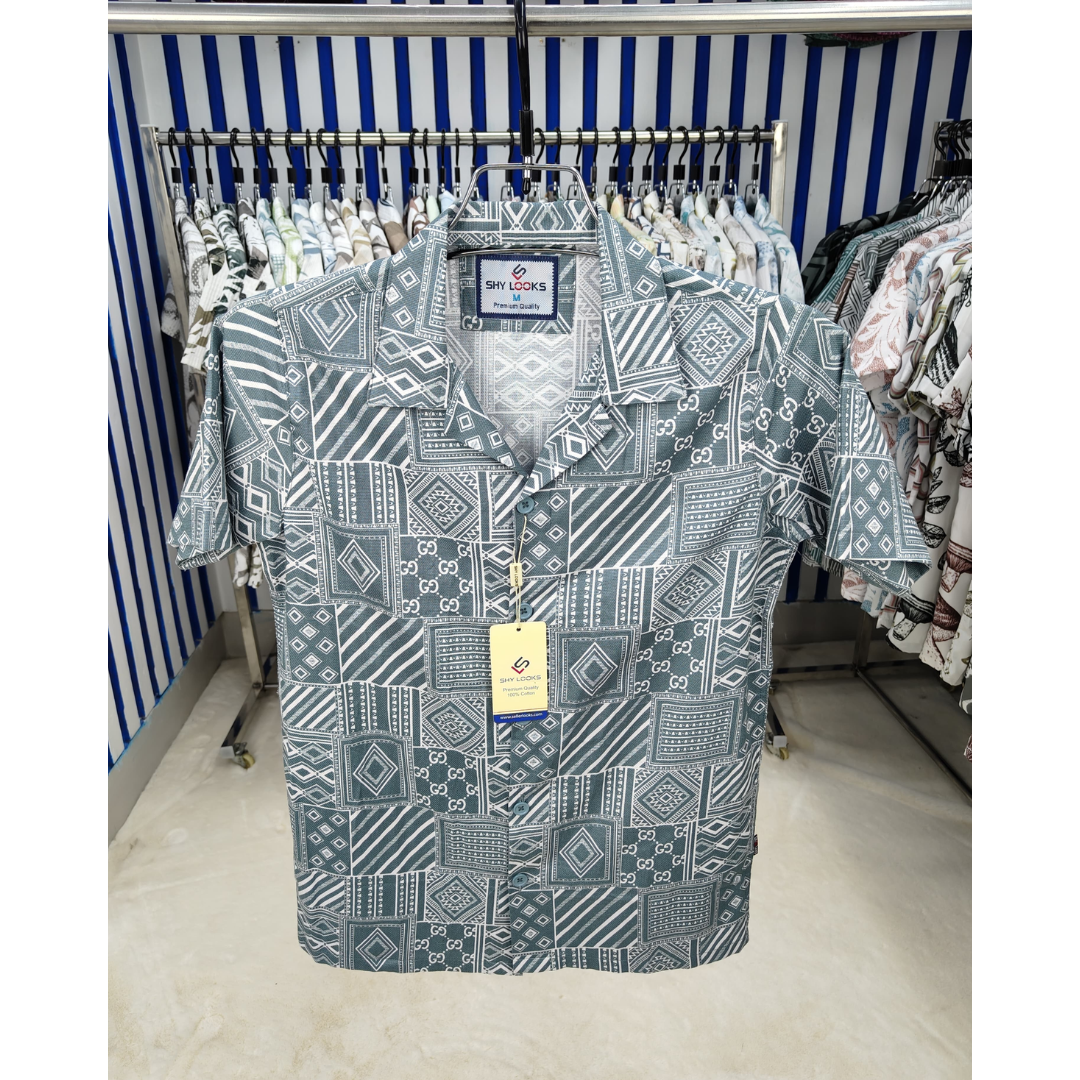 🤍💖 Pure Cotton Half Sleeve Print Shirt for Men's 🤍💖