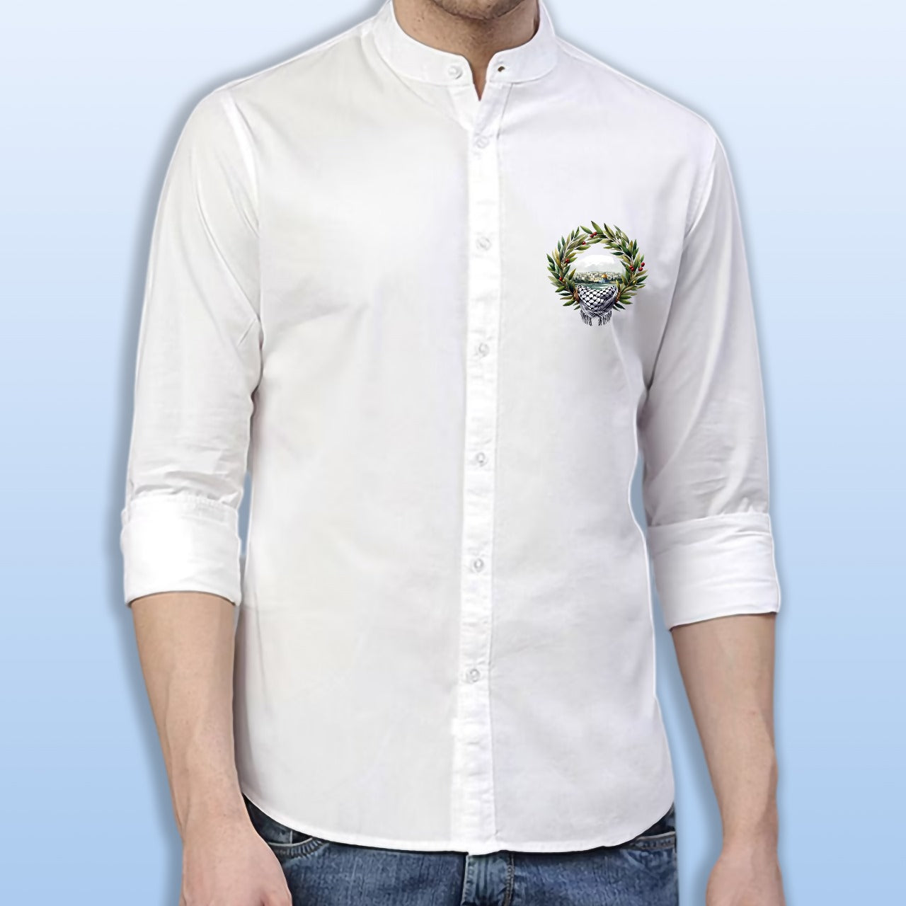 🤍💖 Premium Printed Ban Collar Shirt for Men 🤍💖