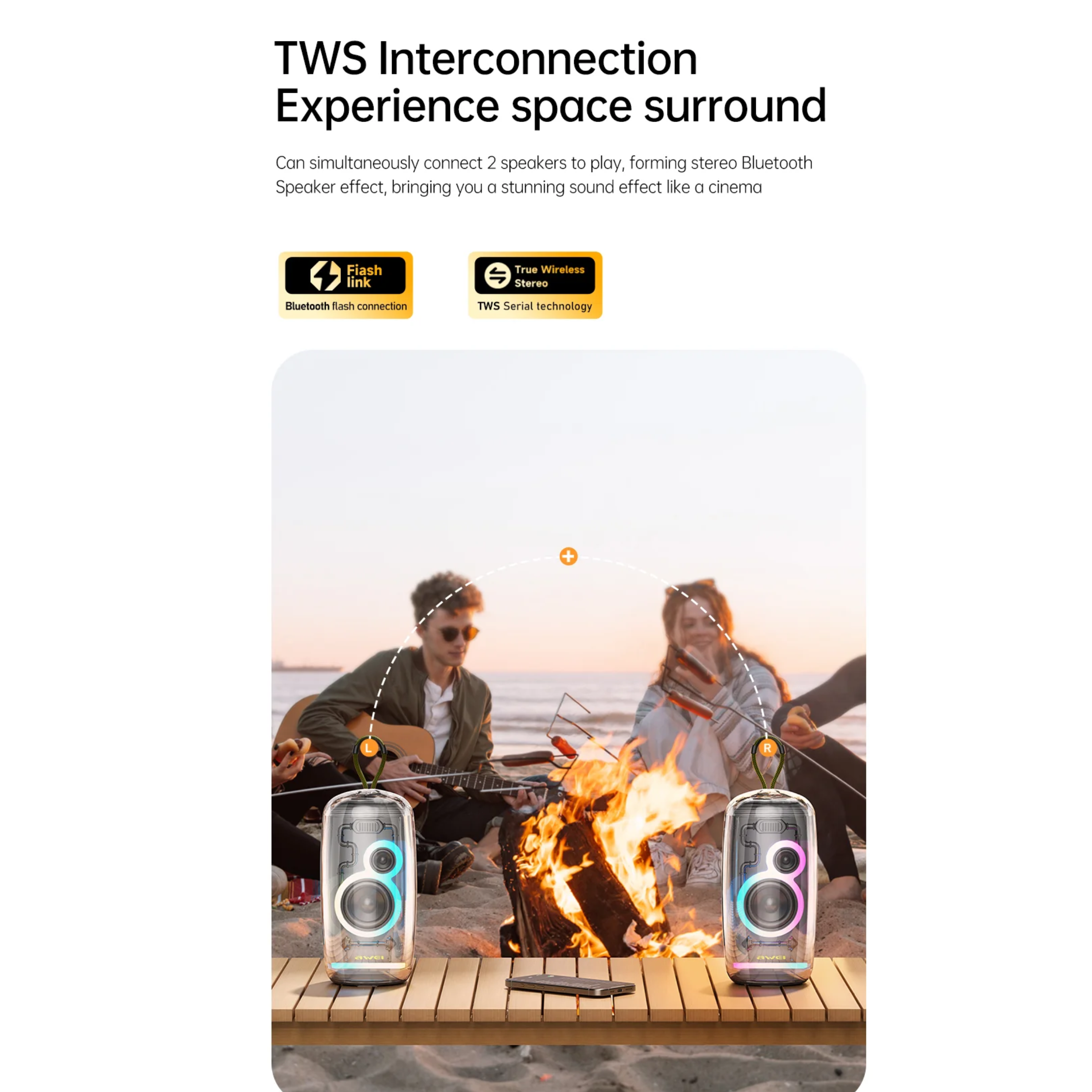 🤍💖 AWEI KA32 Bluetooth Speaker Pairing Music Player Colorful Light 🤍💖