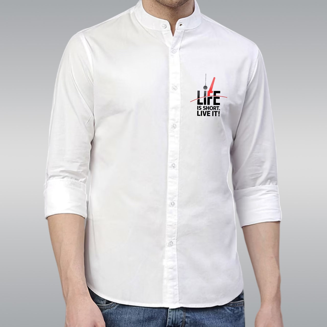 🤍💖 Premium Printed Ban Collar Shirt for Men 🤍💖