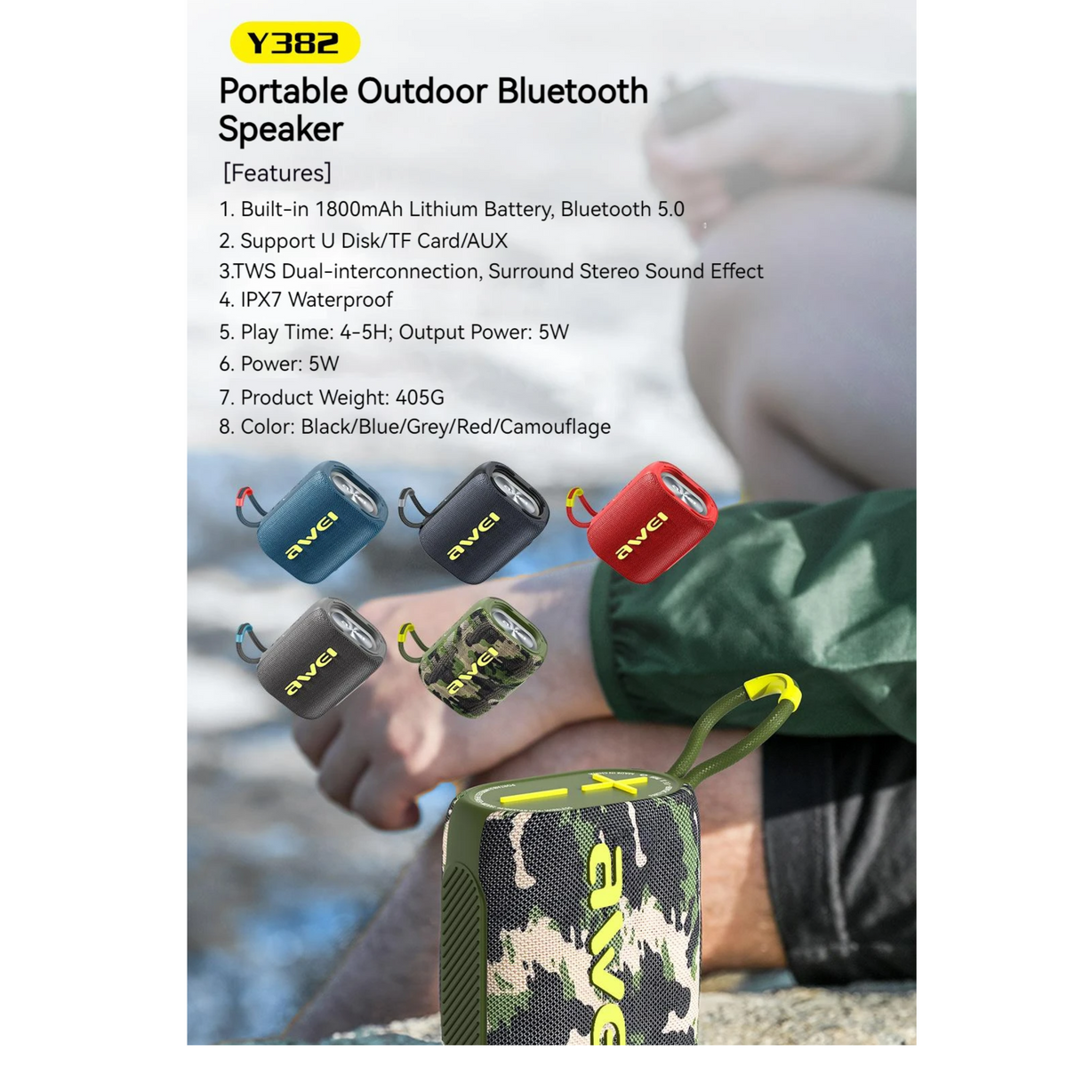 🤍💖 Awei Y382 Portable Bluetooth Speaker IPX7 Six month warrenty 🤍💖