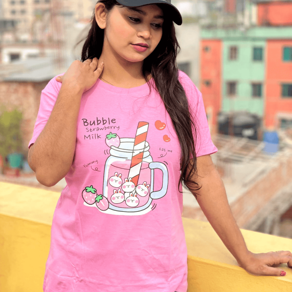 🤍💖 DTF Printed ladies T shirt | Half Sleeve Plain | Regular Fit Ladies T Shirt for Women & Girls 🤍💖 - STYLEX
