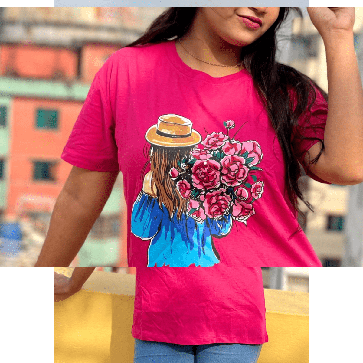 🤍💖 DTF Printed ladies T shirt | Half Sleeve Plain | Regular Fit Ladies T Shirt for Women & Girls 🤍💖 - STYLEX