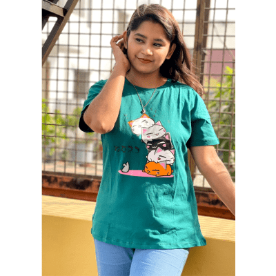 🤍💖 DTF Printed ladies T shirt | Half Sleeve Plain | Regular Fit Ladies T Shirt for Women & Girls 🤍💖 - STYLEX