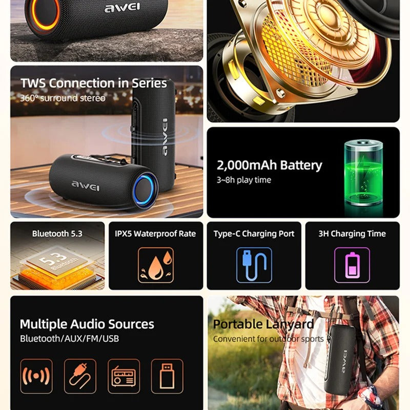 🤍💖 Awei KA8 Bluetooth Dual Speaker Stereo Speaker ( SIx Month warrenty ) 🤍💖