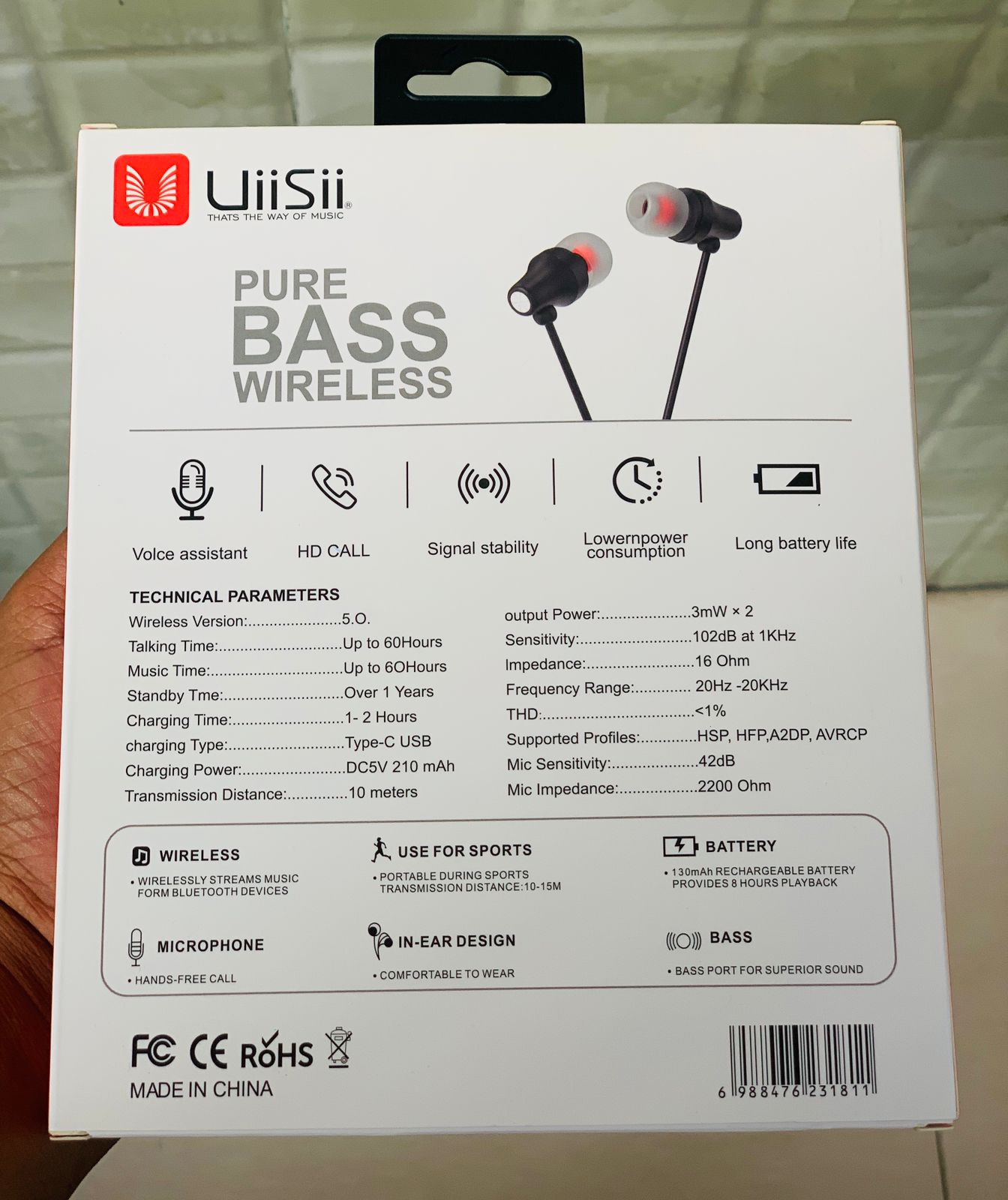 UiiSii R06 Neck-Mounted Bluetooth Earphone - Headphone