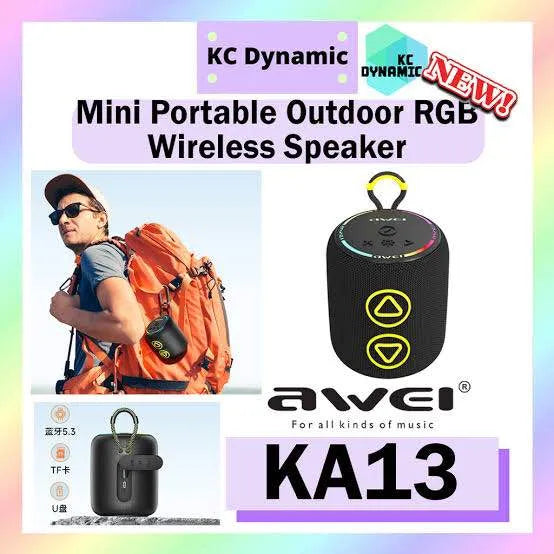 🤍💖 Awei KA13 Mini Waterproof Dynamic RGB Bluetooth Portable Speaker 🤍💖