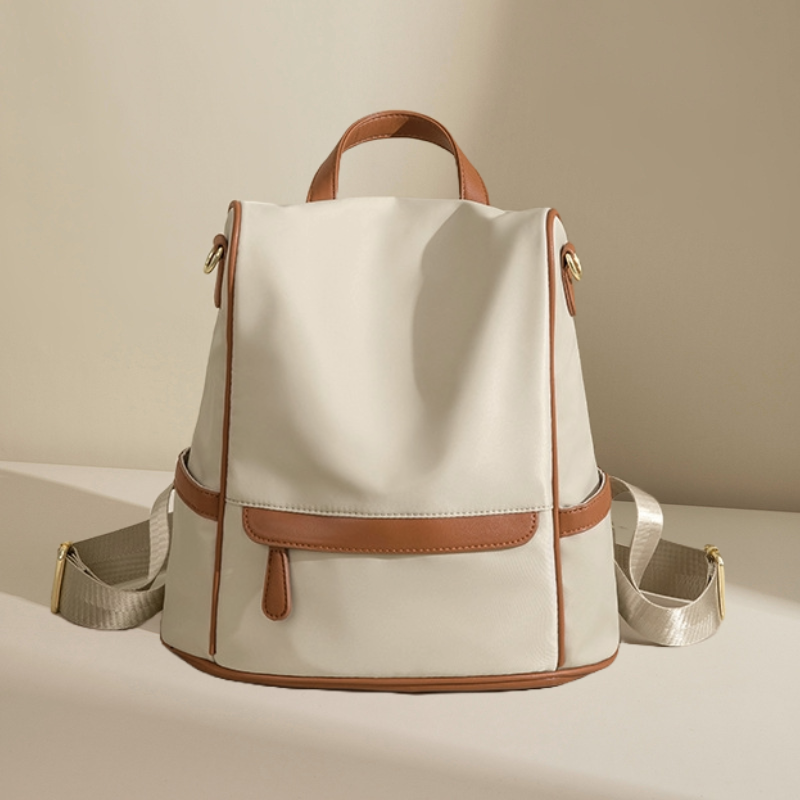 🤍💖 New Design Women Backpack Nylon Waterproof Anti-Theft Travel Backpack (Coffee) 🤍💖