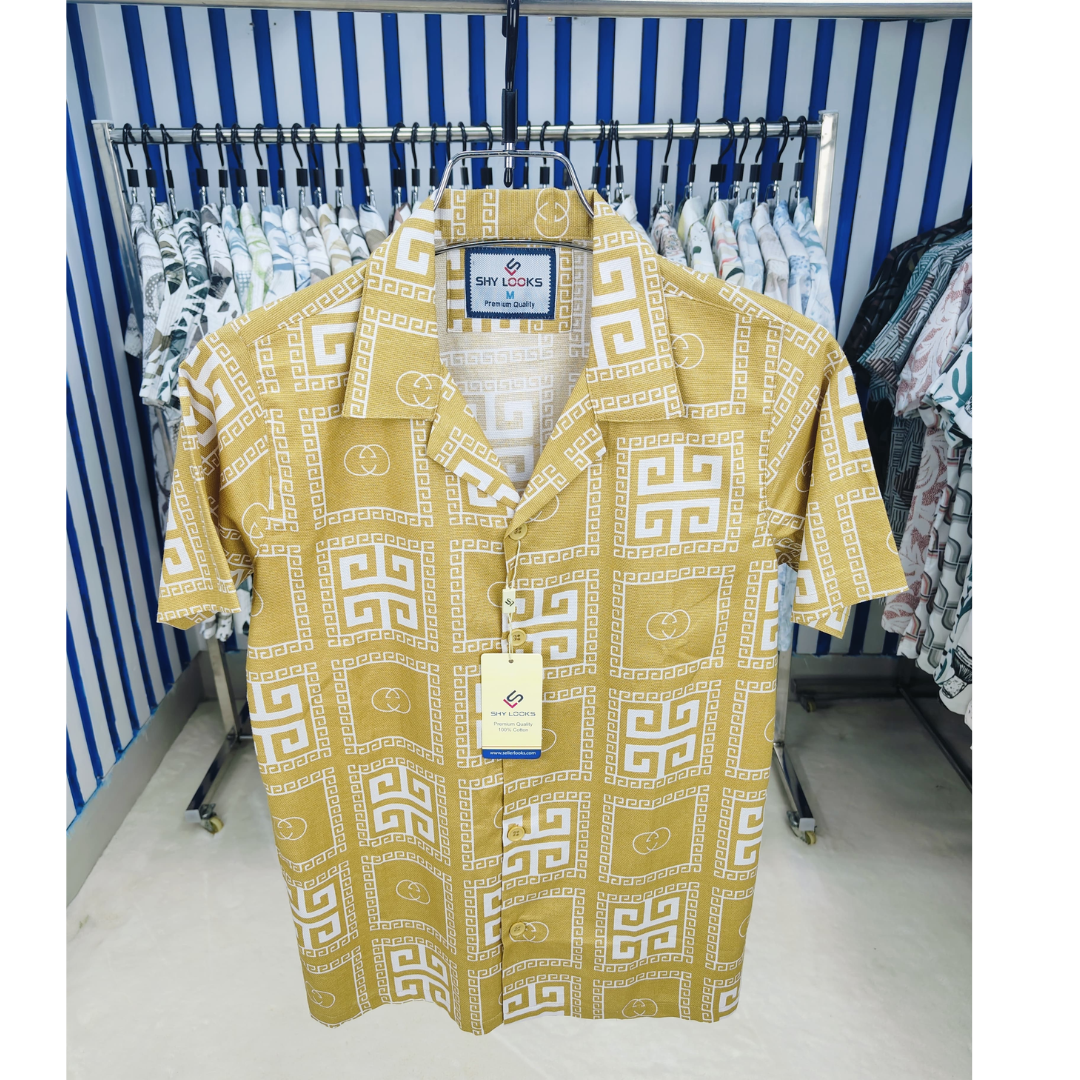 🤍💖 Pure Cotton Half Sleeve Print Shirt for Men's 🤍💖