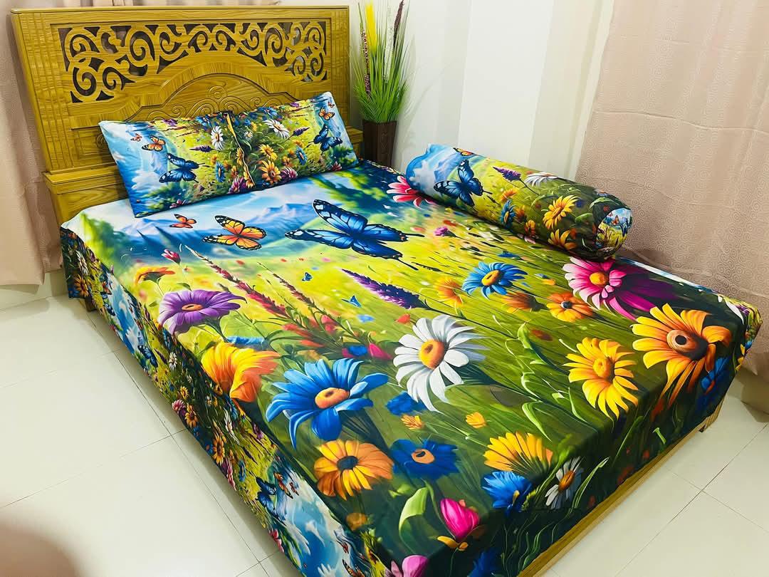 🤍💖 China Premium 3D Design Bed Sheet 🤍💖