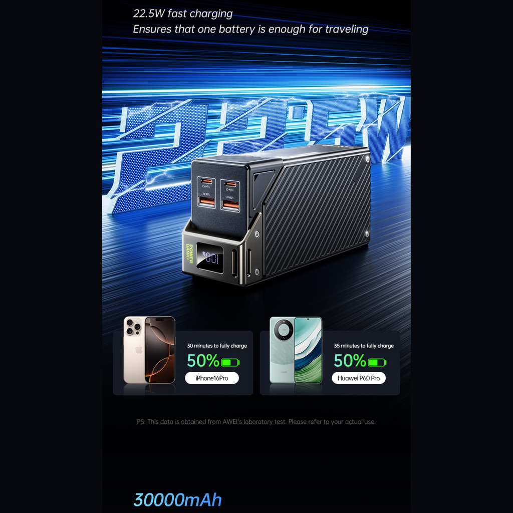 🤍💖 Awei PA-32 30000mAh 22.5W Fast Charging Power Bank 🤍💖
