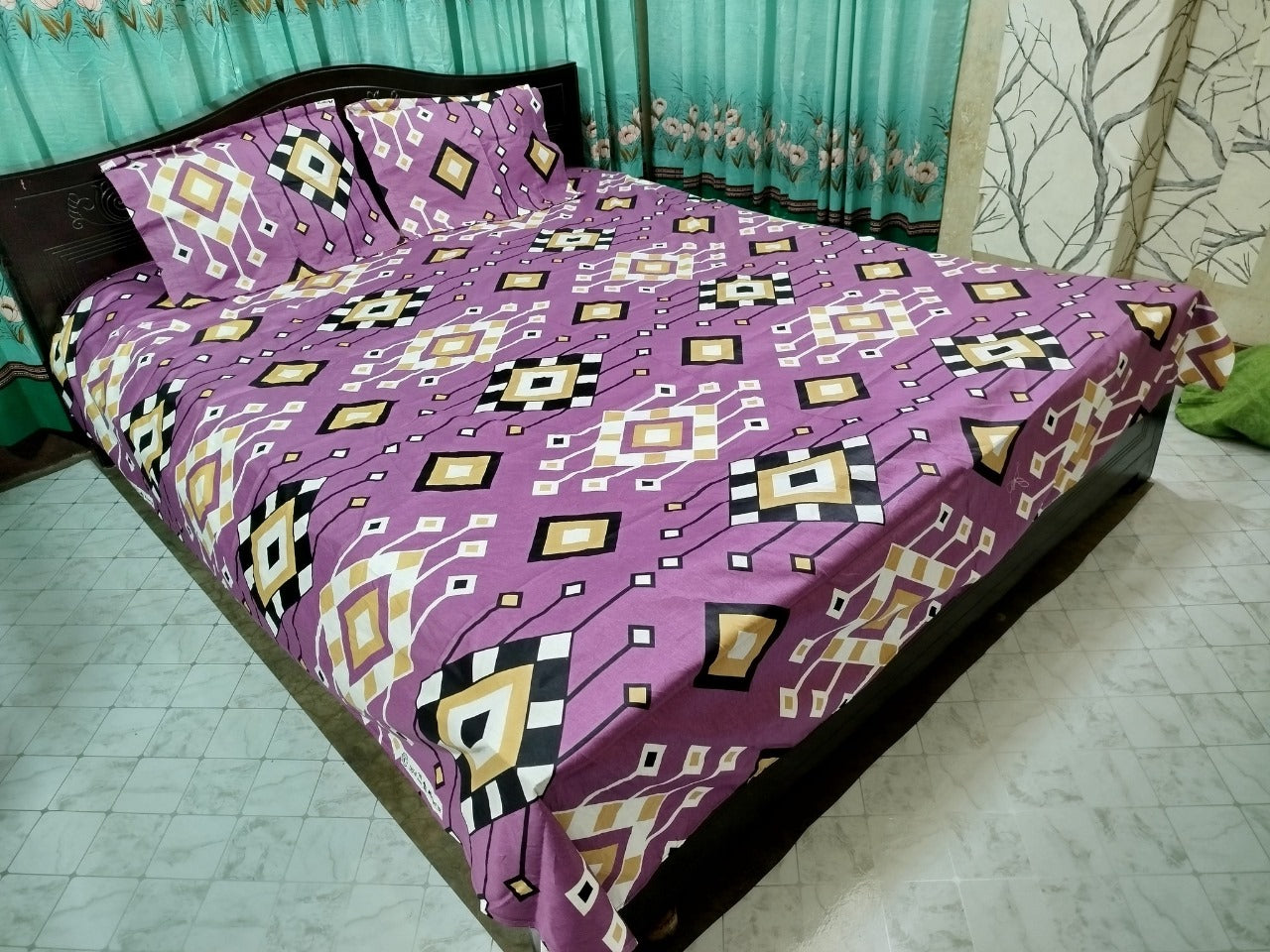 🤍💖 Exclusive King Size Full cotton fabric Panel Bedsheet 🤍💖