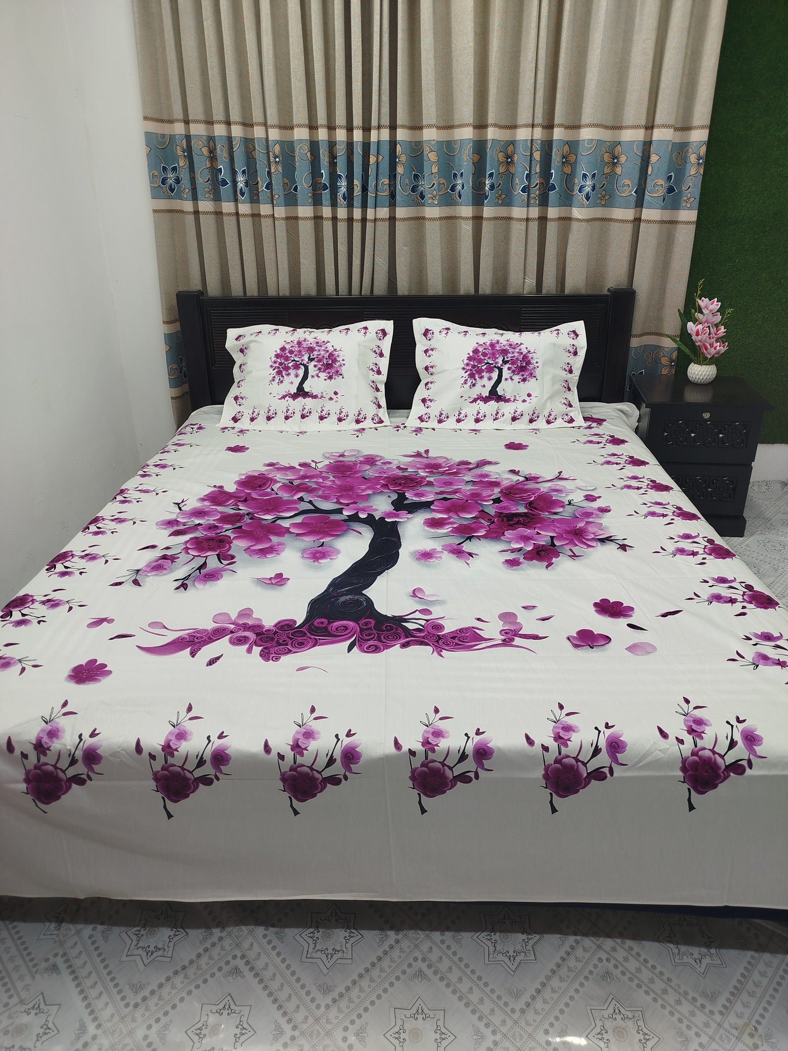 🤍💖 Exclusive King Size Full cotton fabric Panel Bedsheet 🤍💖
