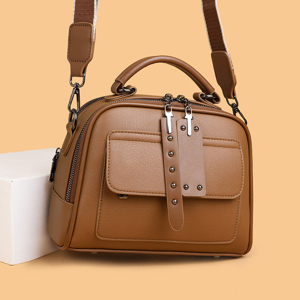 🤍💖 High end ladies' handbag multi-layer large capacity commuting bag (Brown) 🤍💖
