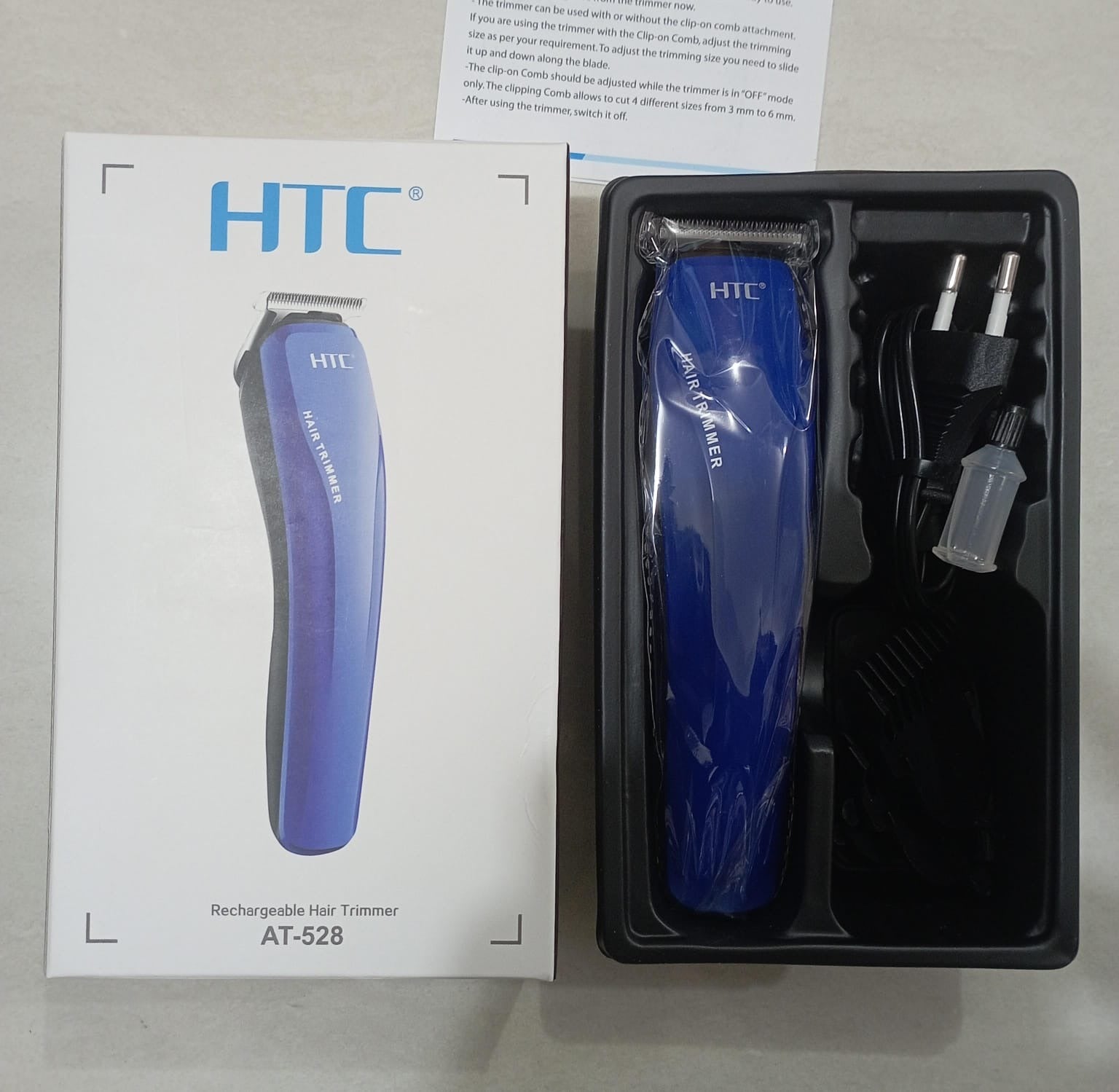 🤍💖 HTC AT-528 Beard Trimmer And Hair Clipper For Men - Blue 🤍💖