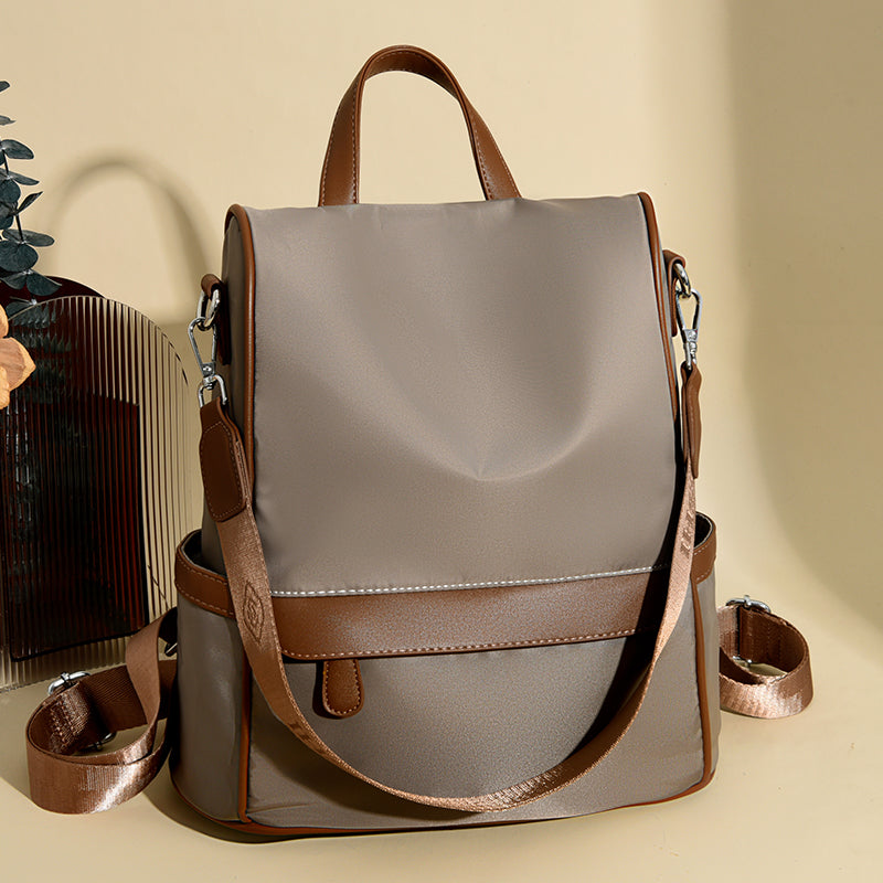 🤍💖 New Design Women Backpack Nylon Waterproof Anti-Theft Travel Backpack (Coffee) 🤍💖