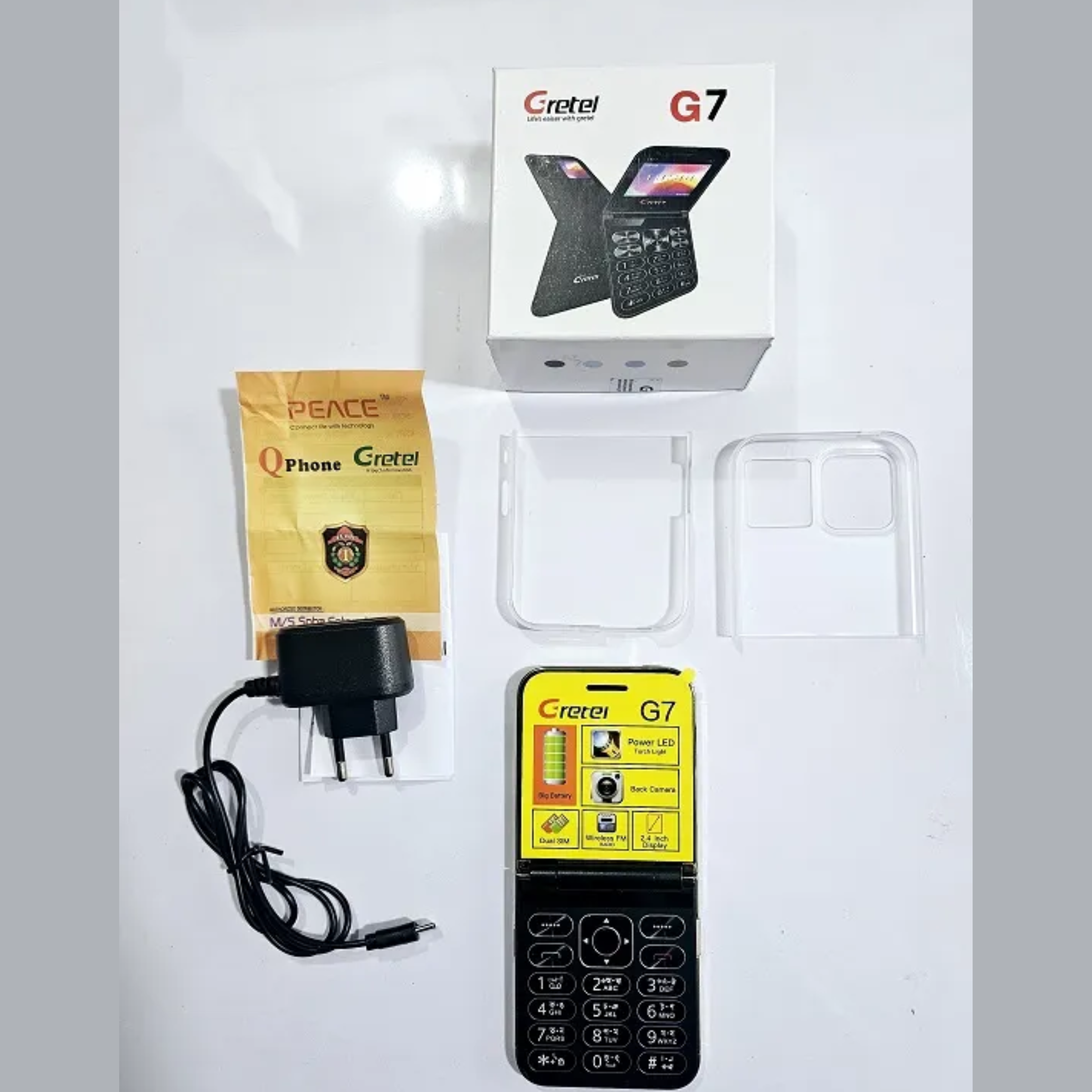 🤍💖 Gretel G7 Flip Folding Phone Dual Display Caseing (Black) 🤍💖
