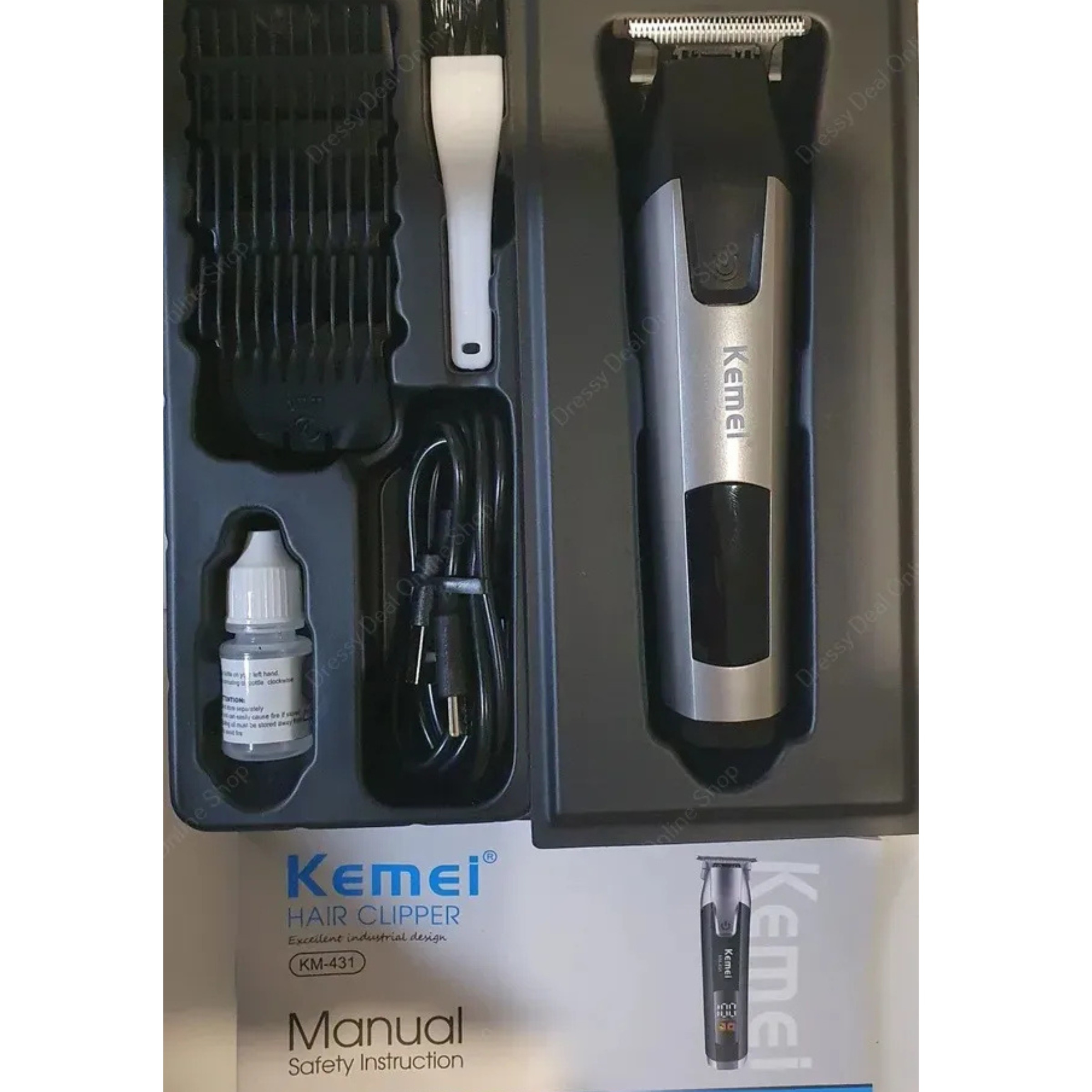 🤍💖 Kemei KM-431 Rechargeable LCD Screen Professional Hair Trimmer for Men 🤍💖