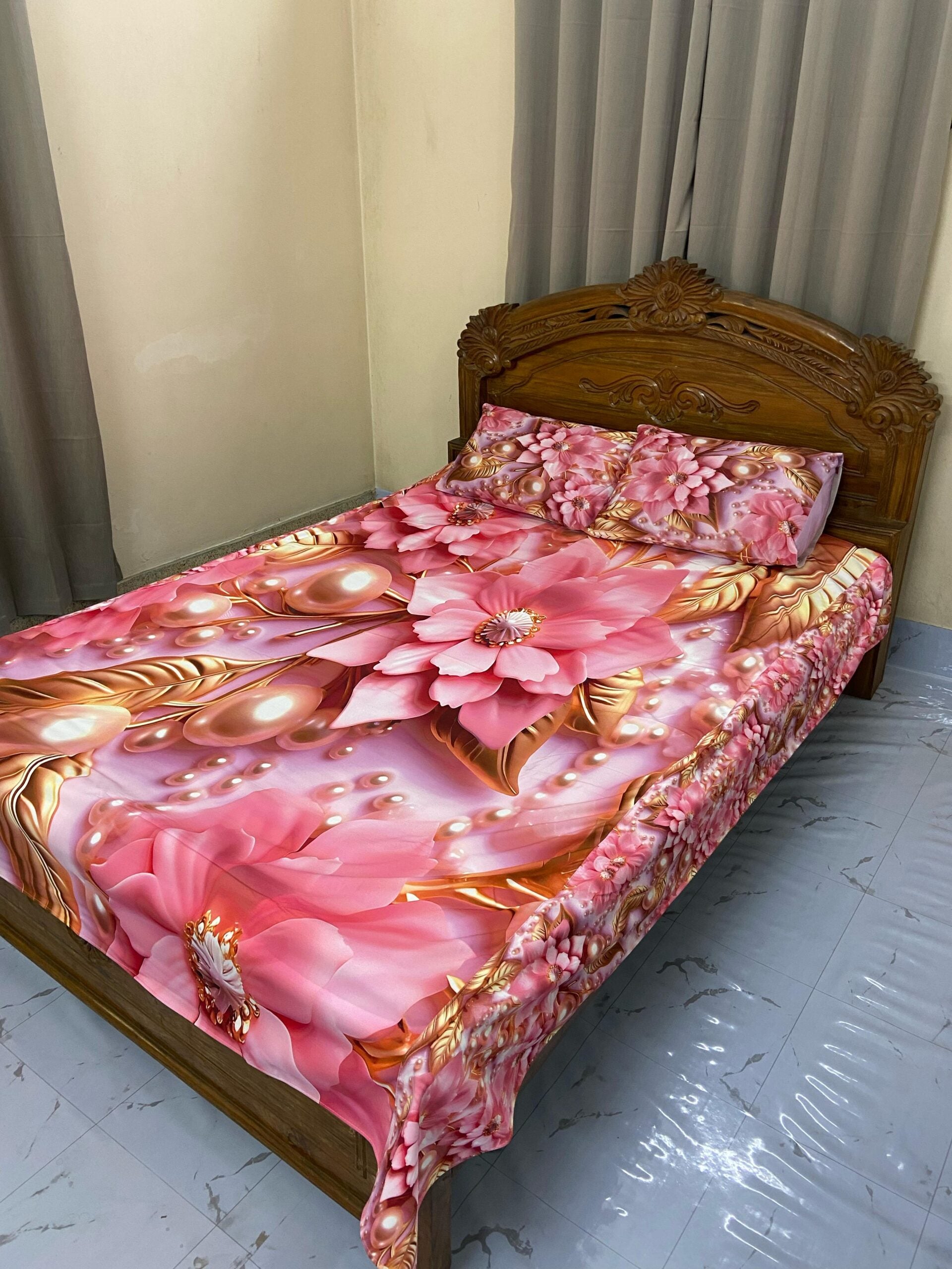 🤍💖 China Premium 3D Design Bed Sheet 🤍💖