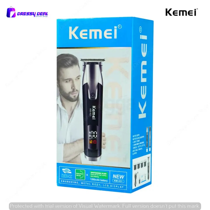 🤍💖 Kemei KM-431 Rechargeable LCD Screen Professional Hair Trimmer for Men 🤍💖