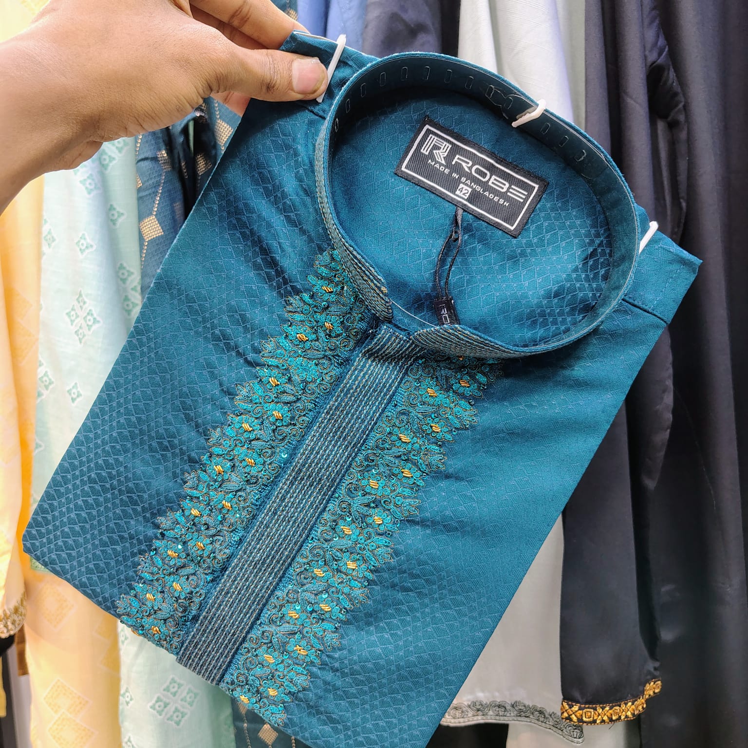 🤍💖Indian Cotton Gorgeous Karchupi Panjabi 🤍💖