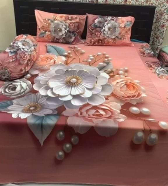 🤍💖 China Premium 3D Design Bed Sheet 🤍💖