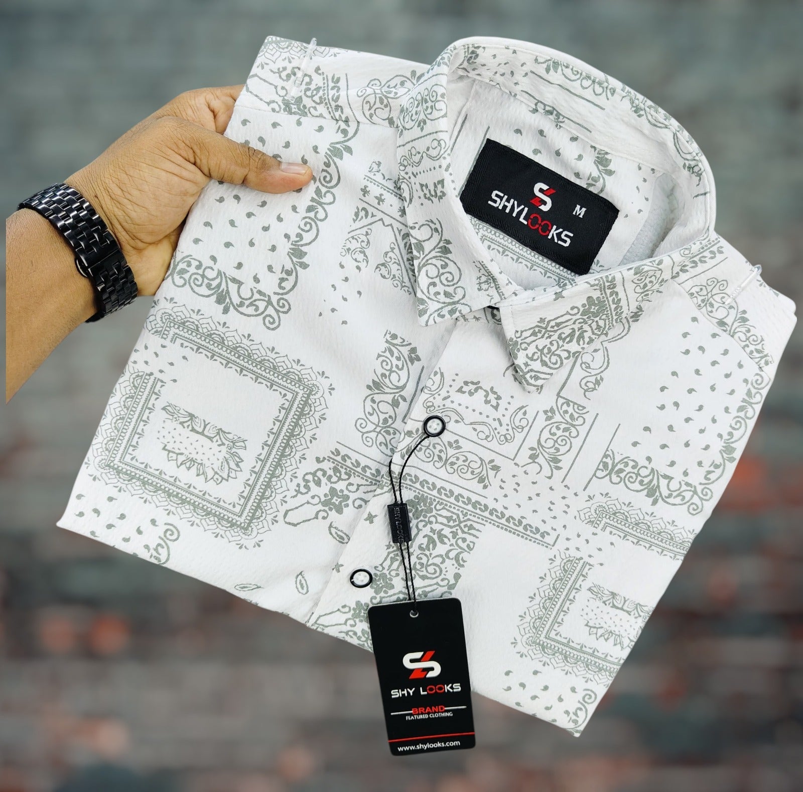 🤍💖 Luxury Popcorn Half Sleeve Print Shirt- Shy Looks 🤍💖