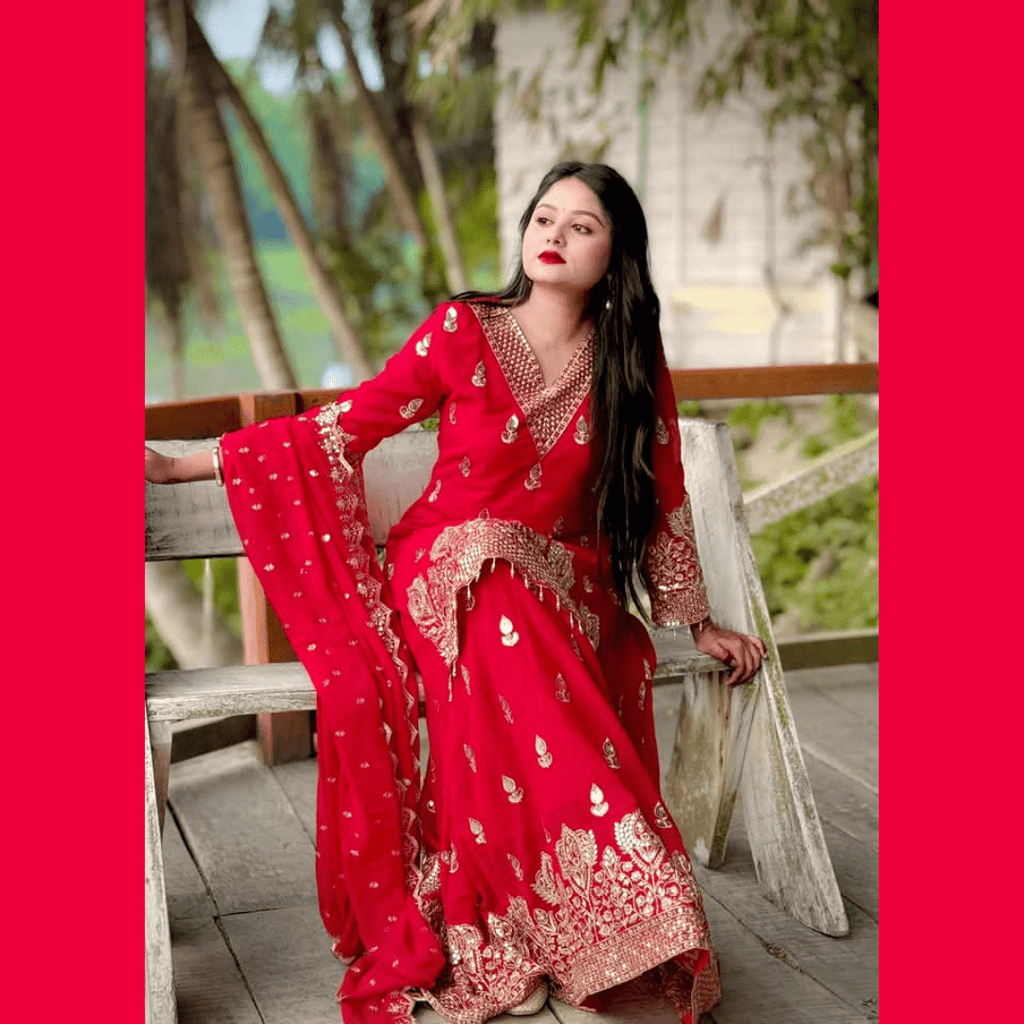 🤍💖 Royal Red Silk Bridal Lehenga 🤍💖 - STYLEX
