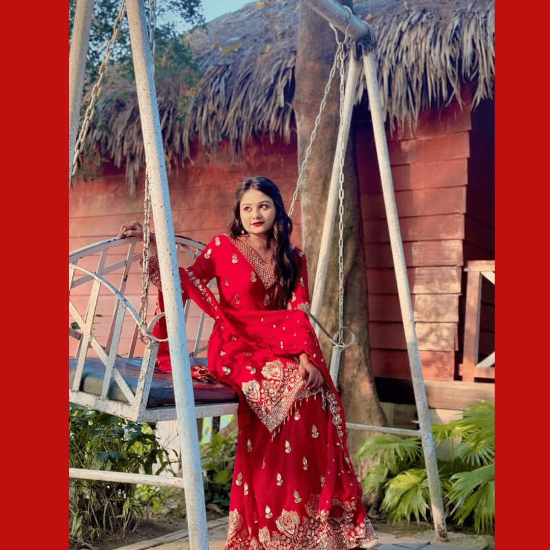🤍💖 Royal Red Silk Bridal Lehenga 🤍💖 - STYLEX