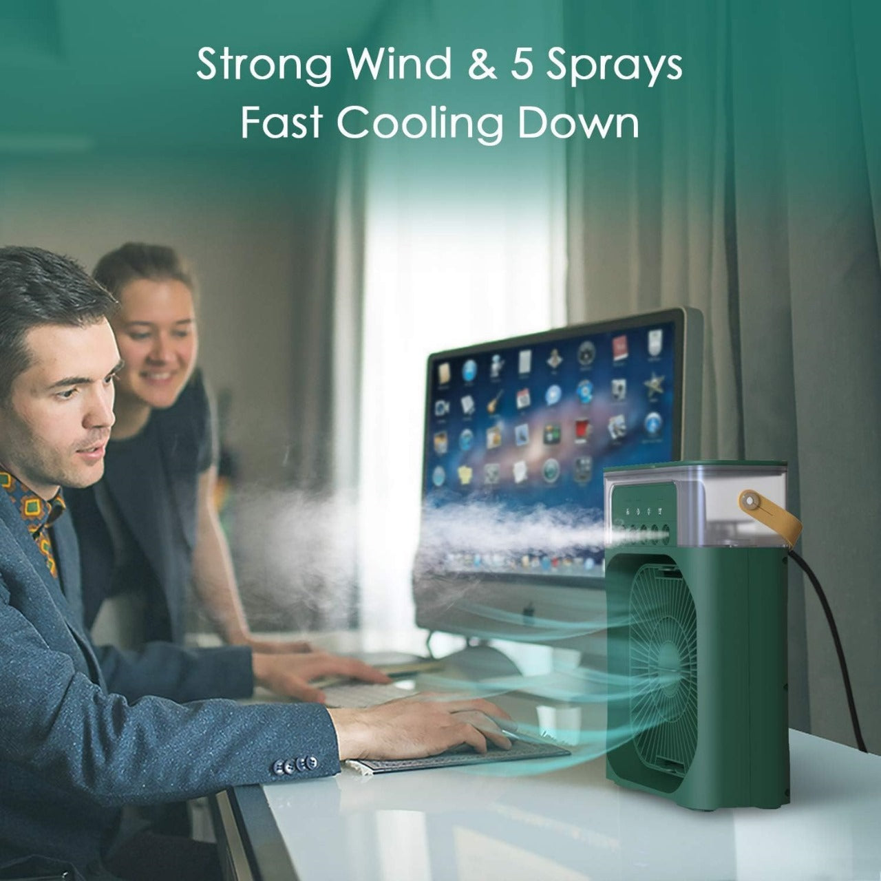🤍💖 3 In 1 Air Cooling USB Fan with LED Night Light Water Fan 🤍💖
