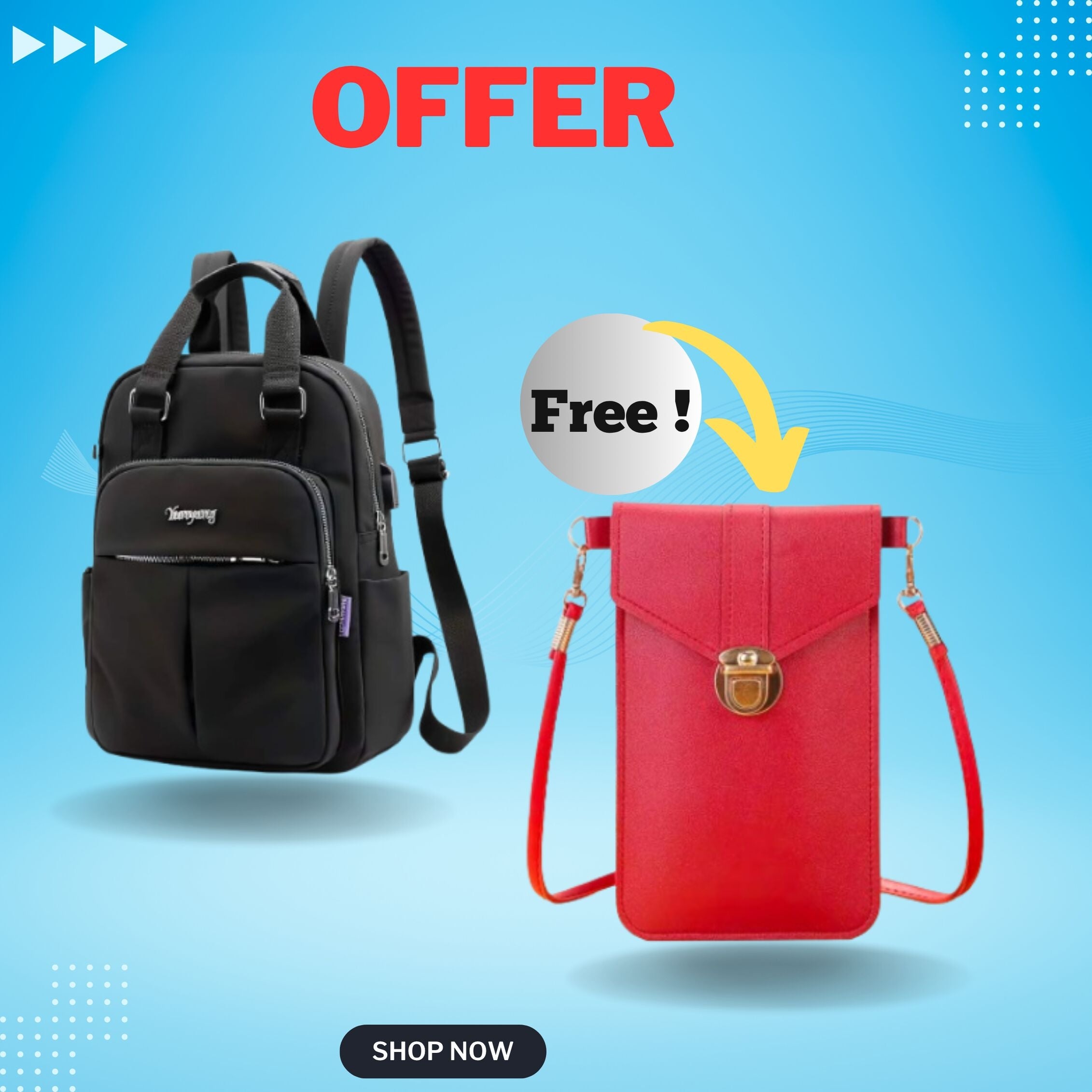 🤍💖 New leisure nylon ladies CHINA Bagpack (Black ) With Women's PU Leather Phone Holder With Neck Strap Wallets Touch Screen Bags(Red) 🤍💖
