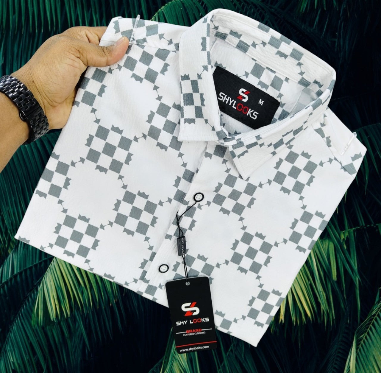 🤍💖 Luxury Popcorn Half Sleeve Print Shirt- Shy Looks 🤍💖