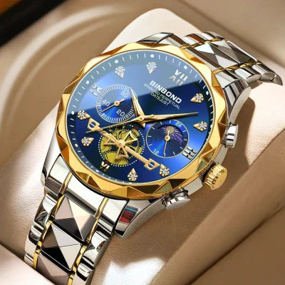 🤍💖 BINBOND B3982 New Style Silver Men Quartz Watch Authentic Stainless Steel Band Date Display Dials Decoration Watch 🤍💖