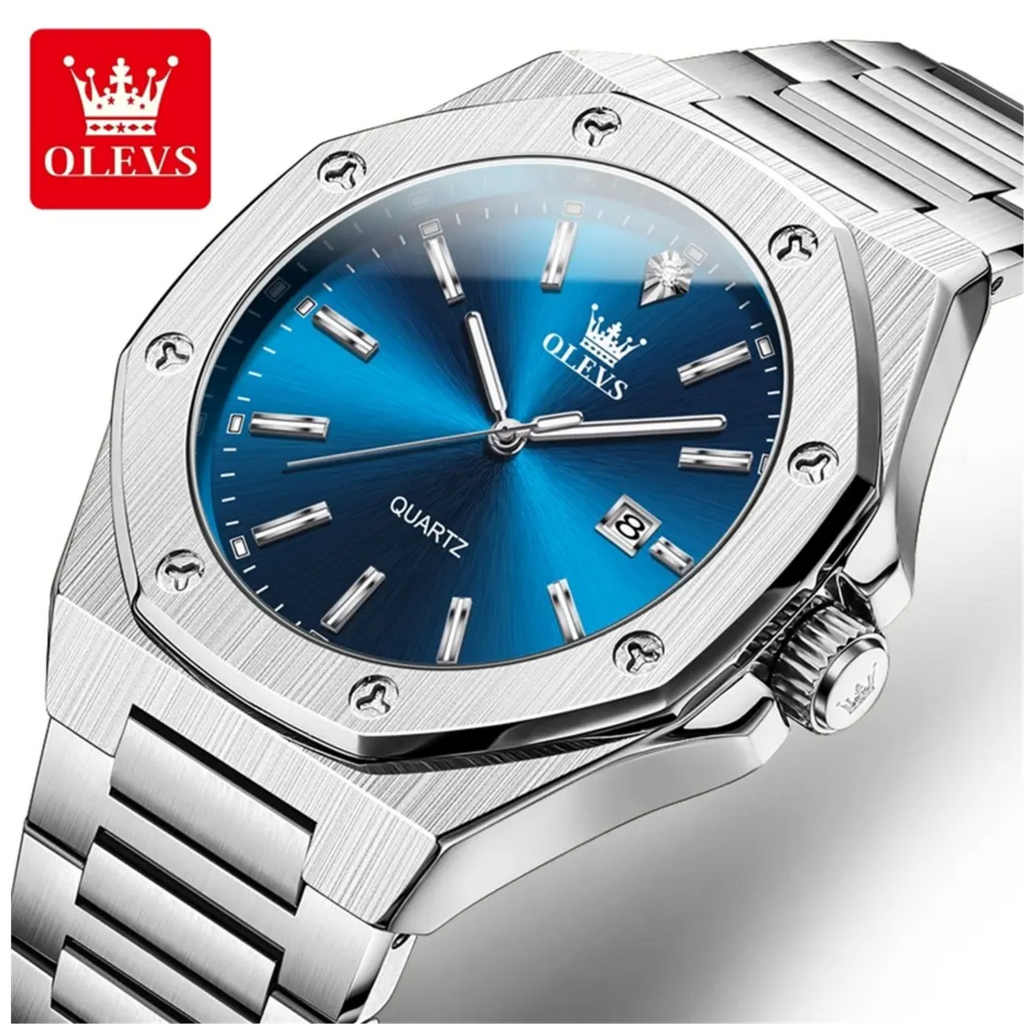 🤍💖 OLEVS 3613 Luxury Business Watch for Man Sport Stainless Steel Men Watch Luminous Date Watches Quartz Clock Reloj 🤍💖