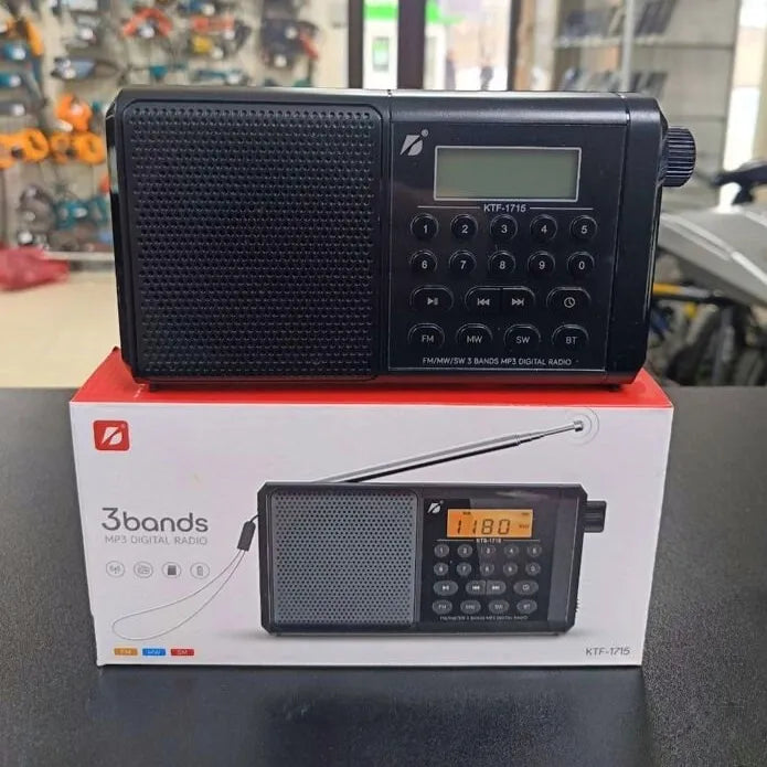 🤍💖 KTF-1715 Bluetooth, TF Card & FM/MW/SW 3 Bands Radio & Clock Supported Digital Display Speaker 🤍💖