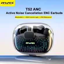 Awei T52 ANC TWS Wireless Earbuds Colorful Breathing Light Headphones