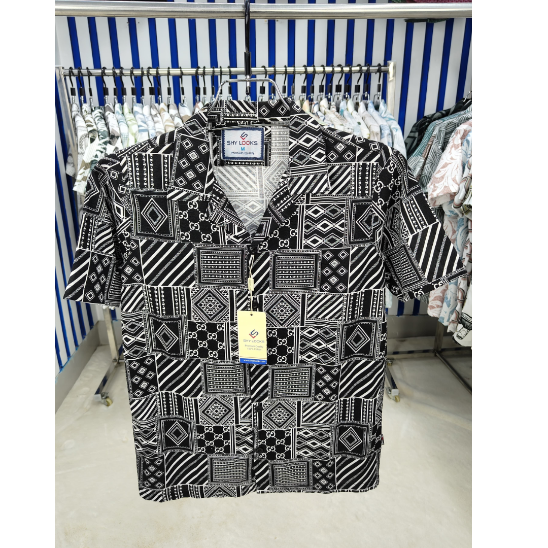 🤍💖 Pure Cotton Half Sleeve Print Shirt for Men's 🤍💖