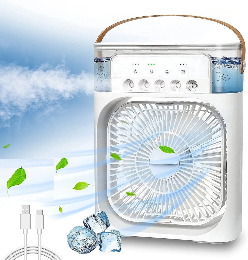 🤍💖 3 In 1 Air Cooling USB Fan with LED Night Light Water Fan 🤍💖