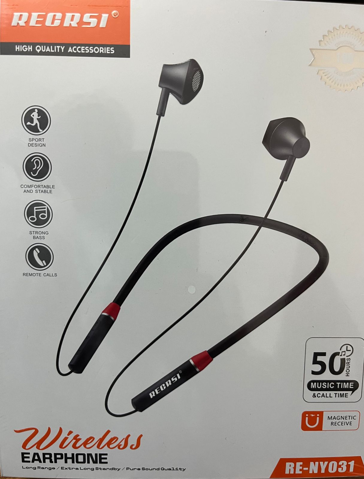 RECRSI RE-NY031 Bluetooth Wireless,waterproof Neckband with 50 Hours Charging Backup
