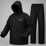 100% Water proof High quality Rain Coat With Pant. (Happylon) Black - Image 2