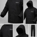 100% Water proof High quality Rain Coat With Pant. (Happylon) Black - Image 7