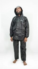 100% Water proof High quality Rain Coat With Pant. (Happylon) Black - Image 3