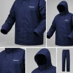 100% Water proof High quality Rain Coat With Pant. (Happylon) Blue - Image 7