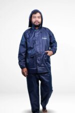 100% Water proof High quality Rain Coat With Pant. (Happylon) Blue - Image 3
