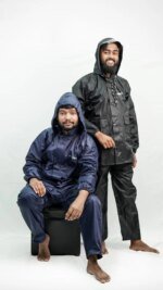 100% Water proof High quality Rain Coat With Pant. (Happylon) Blue - Image 4
