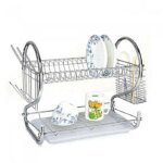 2 Layer Dish Drainer Rack Stainless Steel - Image 3