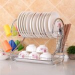 2 Layer Dish Drainer Rack Stainless Steel - Image 4